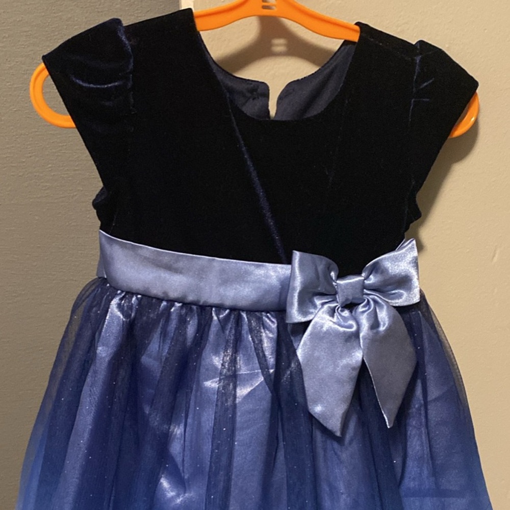 Jona Michelle Navy Velvet Dress with Satin Accent